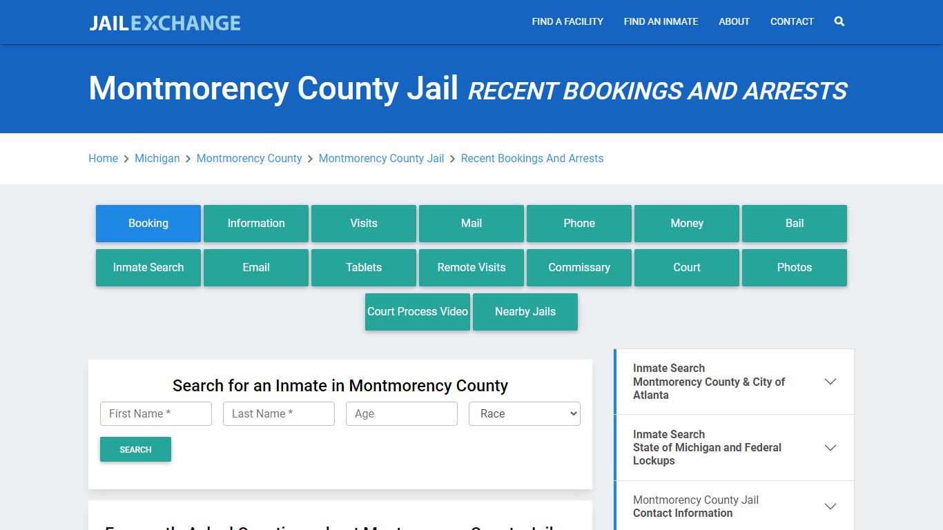 Montmorency County Jail Recent Bookings And Arrests